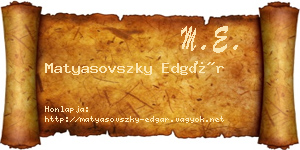 Matyasovszky Edgár névjegykártya